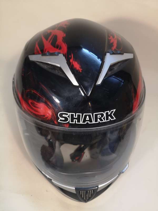 SHARK S900-C KZK Glow Black/Red Helmet Size S 55/56 With Scala Rider Mount, Microphone & Earphones