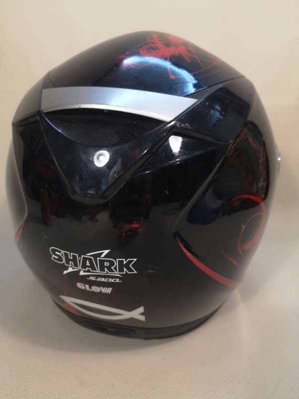 SHARK S900-C KZK Glow Black/Red Helmet Size S 55/56 With Scala Rider Mount, Microphone & Earphones