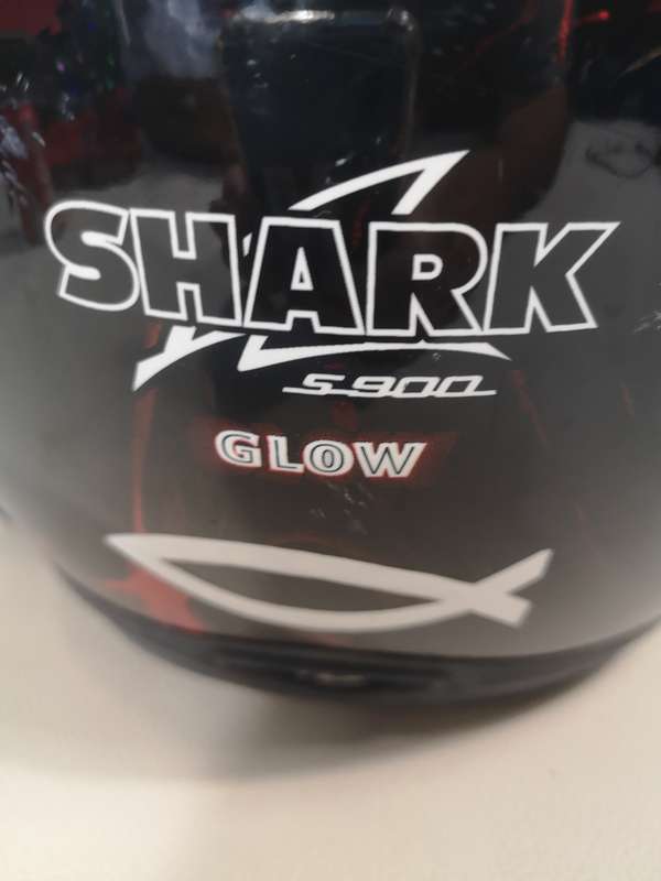SHARK S900-C KZK Glow Black/Red Helmet Size S 55/56 With Scala Rider Mount, Microphone & Earphones