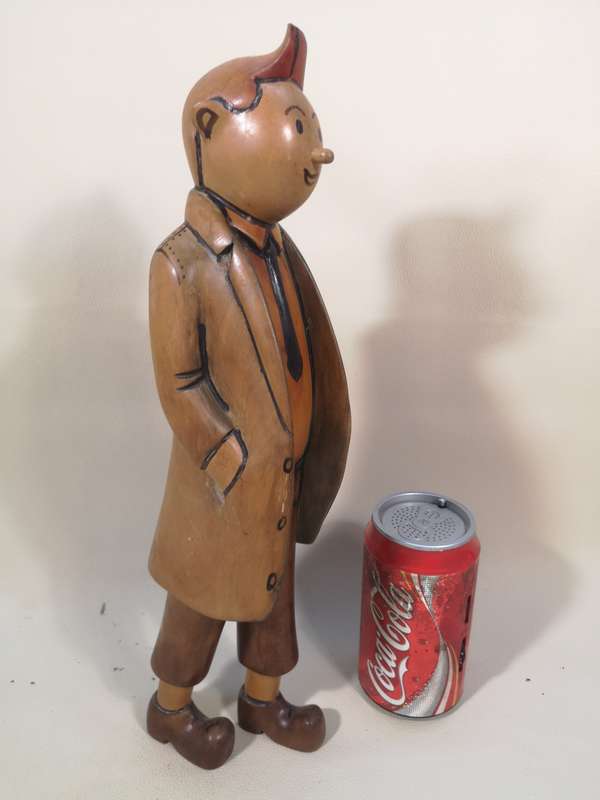 Moroccan Wooden Tintin figurine, wooden Tintin sculpture