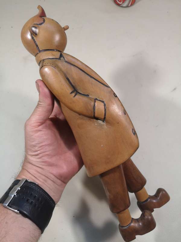 Moroccan Wooden Tintin figurine, wooden Tintin sculpture