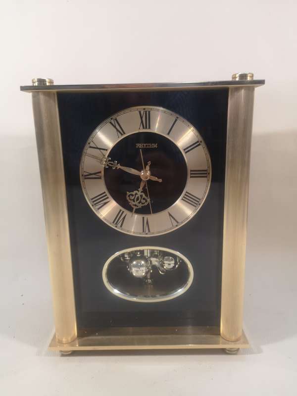 Fantastic!! Large Original Vintage Rhythm Brass Anniversary Clock 100% Working