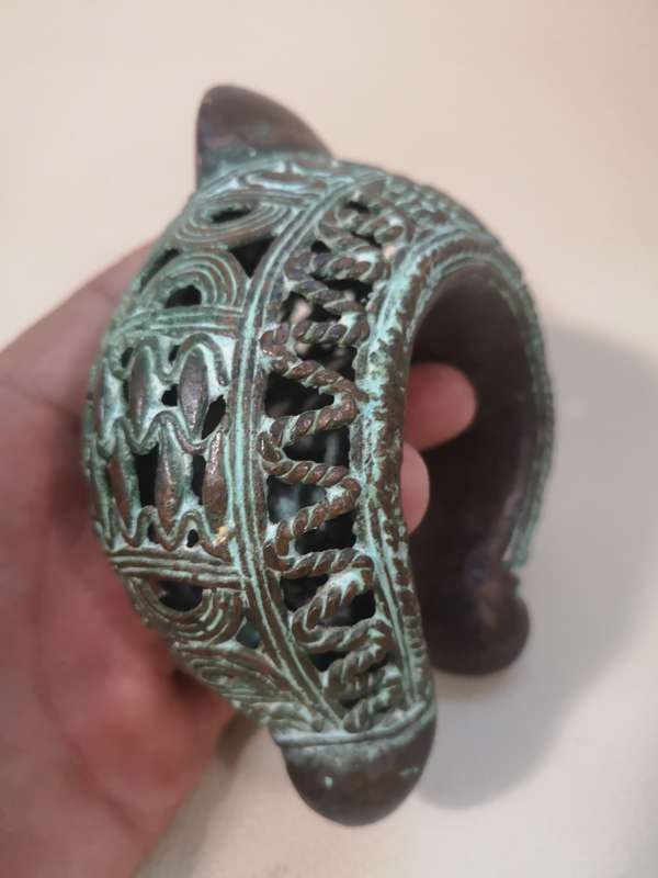 Antique Bronze Bangle From Bamum People of Cameron. African Currency Bangle.