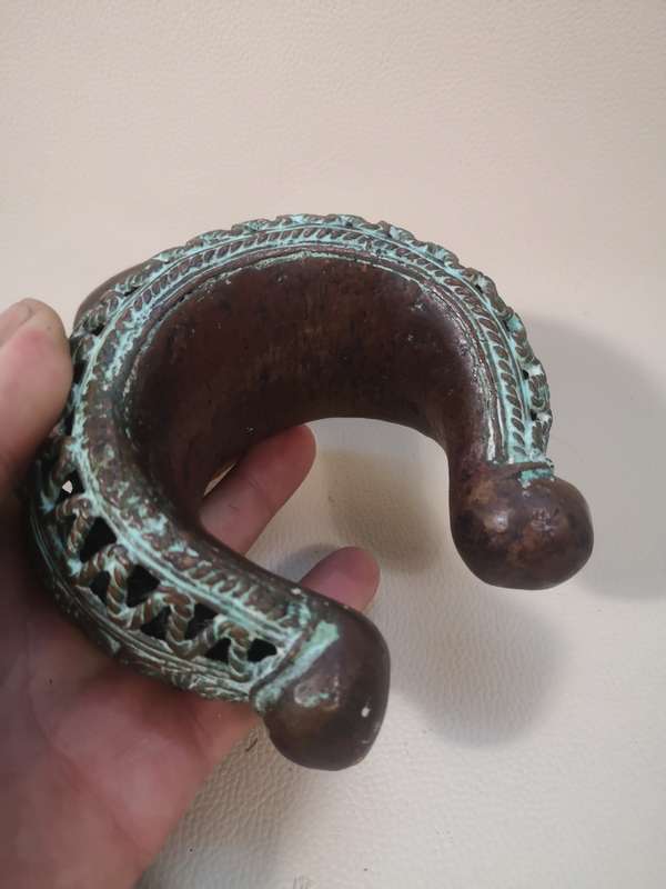 Antique Bronze Bangle From Bamum People of Cameron. African Currency Bangle.