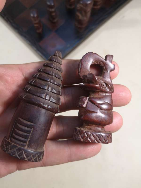 Magnificent large Vintage African Tribe Exotic Hardwood Chess Set 360mm x 360mm - Zimbabwe