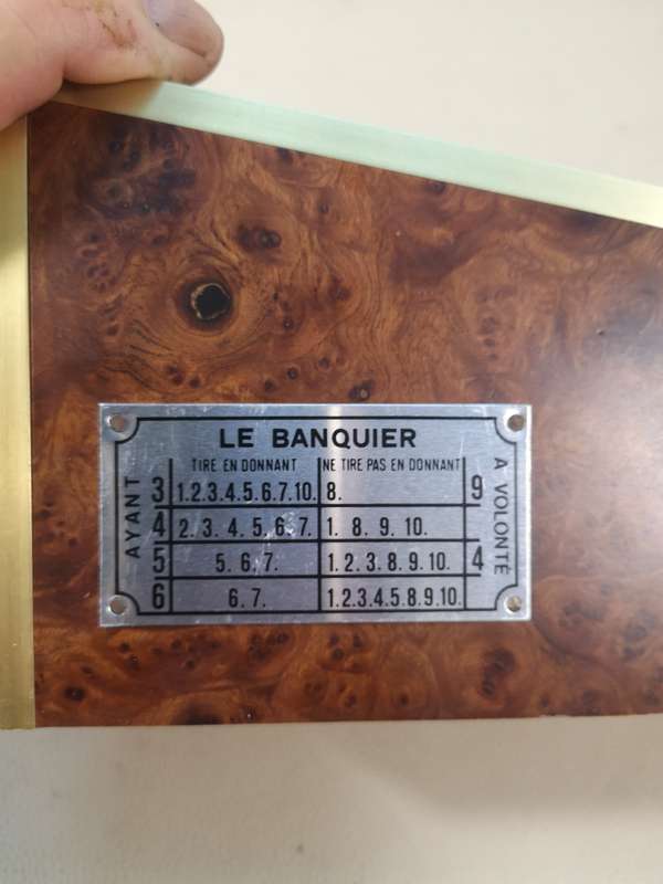 VINTAGE 1970's LE BANQUIER CASINO WOODEN CARD SHOE AND 2 BLUE TRAIN BOXED DECK OF CARDS