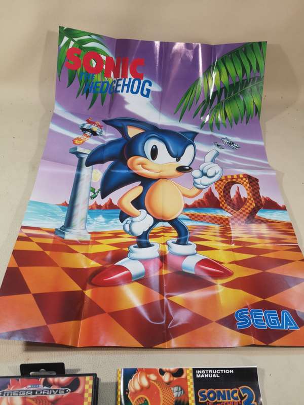 RARE!!! Vintage Sega Mega Drive Sonic The Hedgehog 2 Game Complete Like New in Box