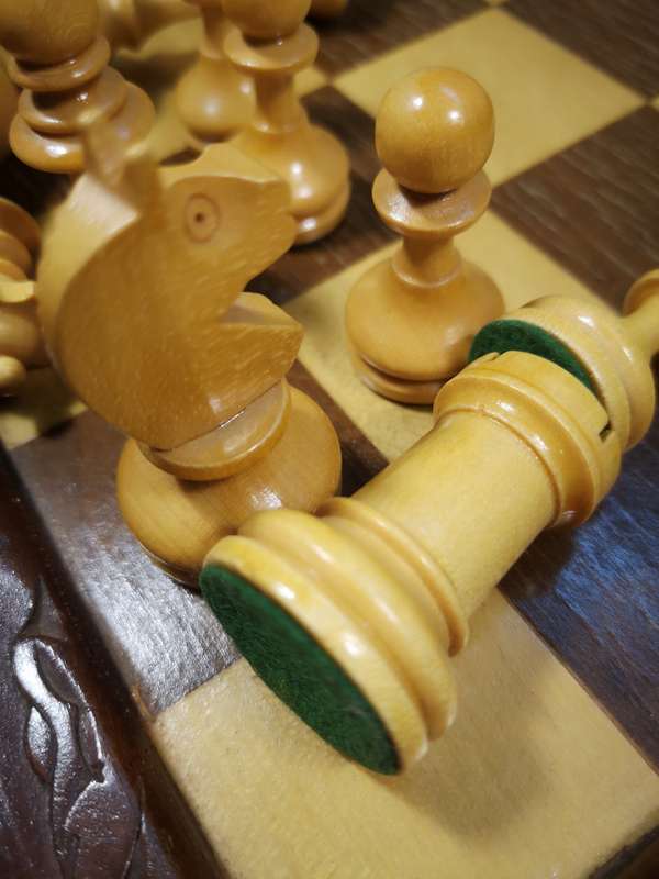 Stunning Vintage Folding Wooden Chess Set with Drawers 460 x 460mm