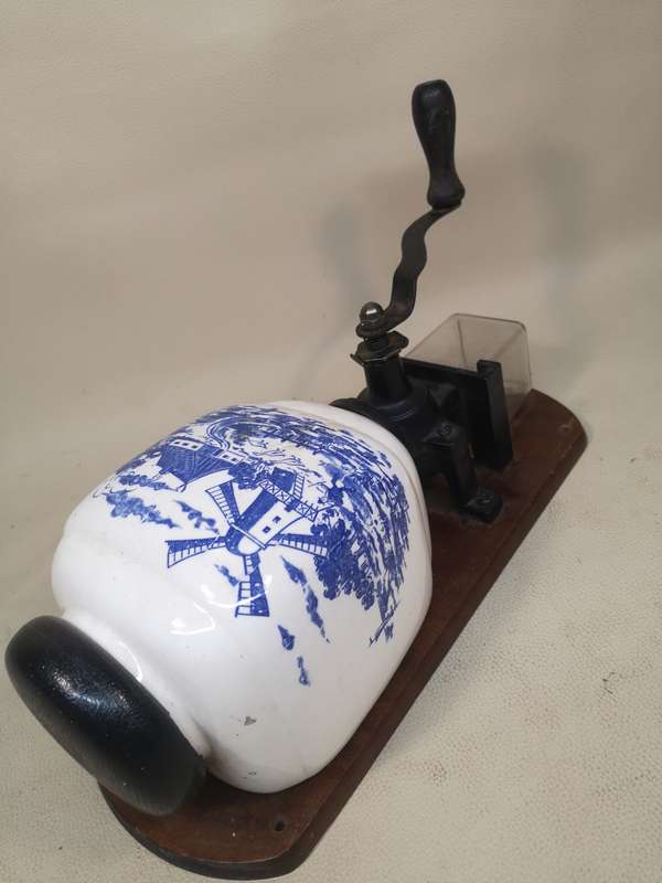 Vintage Wall Mount Dutch Coffee Bean Grinder, Manual Mill - Complete Working