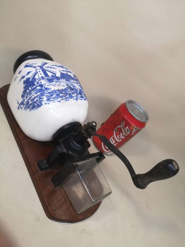 Vintage Wall Mount Dutch Coffee Bean Grinder, Manual Mill - Complete Working