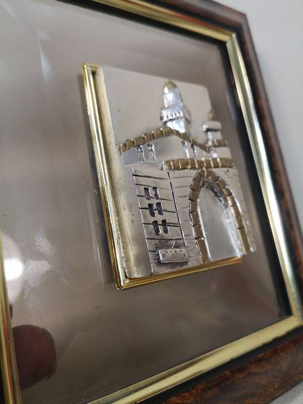 Vintage Jerusalem 3D Handcrafted Wall Crystal and Sterling Silver 925 By Artist Saad