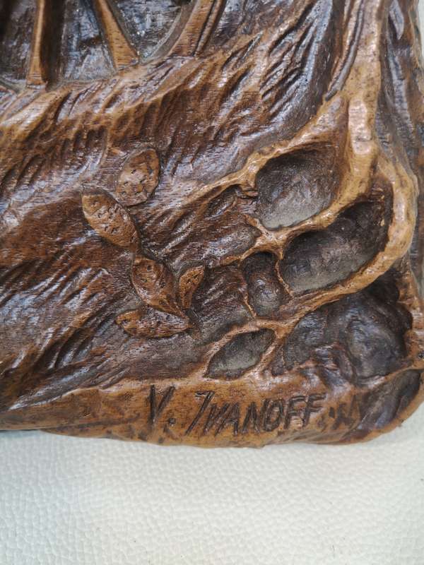 Amazing Vintage Syroco Wood Voortrekker Scene - Signed by Artist V Ivanoff - 64cm/29cm