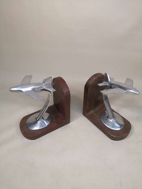 Magnificent Pair of Art Deco Airplane Bookends Made In India