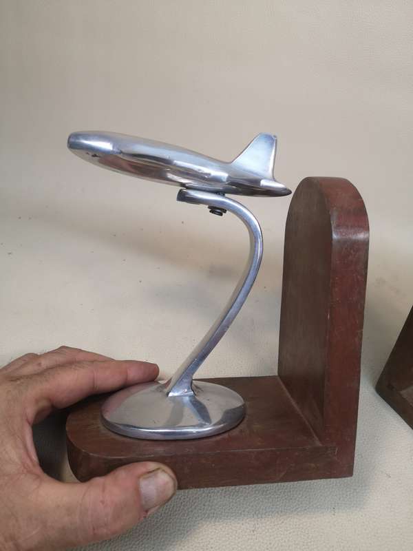 Magnificent Pair of Art Deco Airplane Bookends Made In India