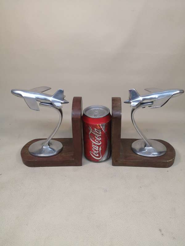 Magnificent Pair of Art Deco Airplane Bookends Made In India