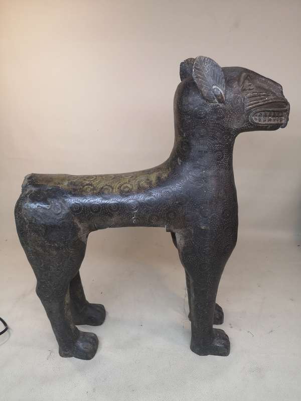 Antique Benin Bronze Leopard Sculpture - 12.5kg