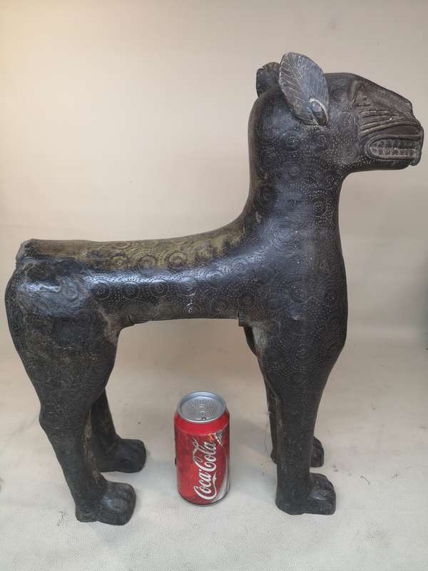 Antique Benin Bronze Leopard Sculpture - 12.5kg
