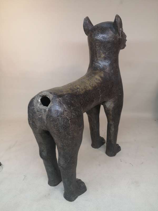 Antique Benin Bronze Leopard Sculpture - 12.5kg