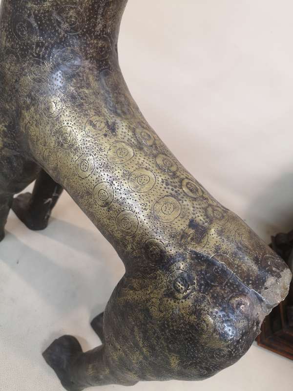 Antique Benin Bronze Leopard Sculpture - 12.5kg