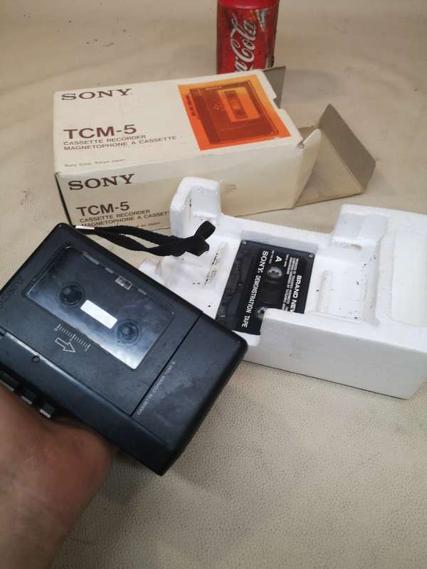 Vintage Boxed SONY TCM 5 Cassette Recorder Walkman, working