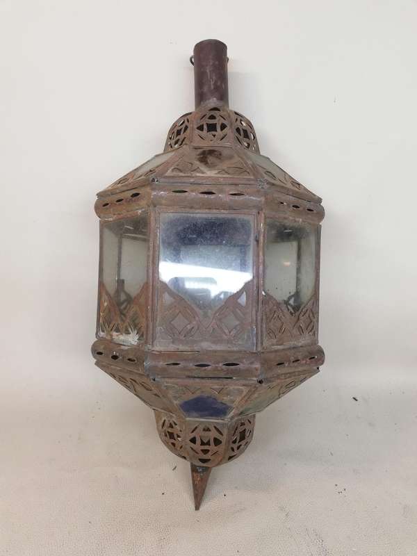 Stunning Large Moroccan Hand Made Metal Hanging Glass Lantern