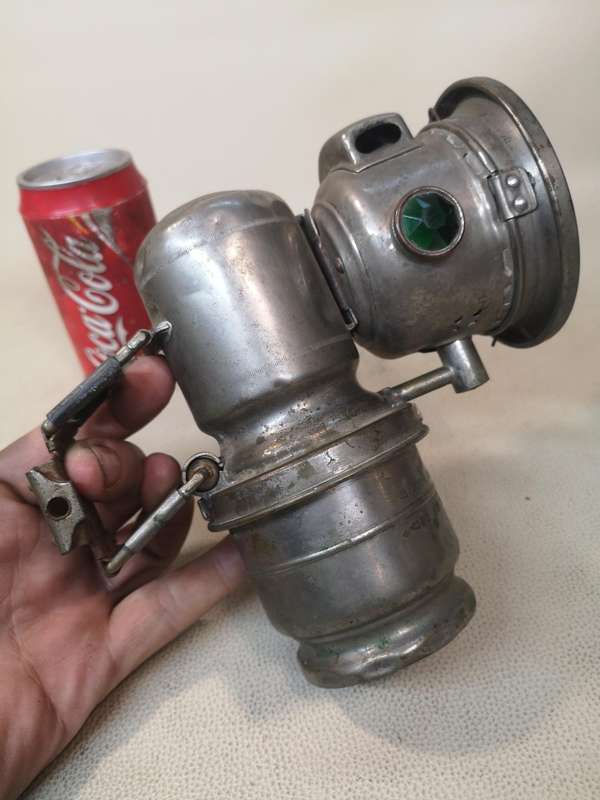RARE ANTIQUE JOSEPH LUCAS BICYCLE OIL LAMP WITH JEWEL REFLECTORS & LENS NO.143