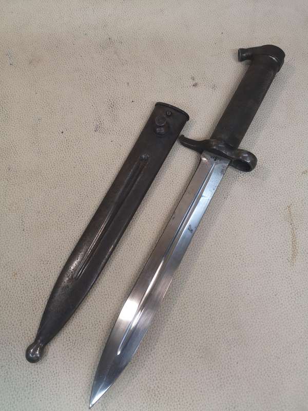 Vintage Swedish 1896 EJAB Crown Anchor Military Bayonet With Scabbard