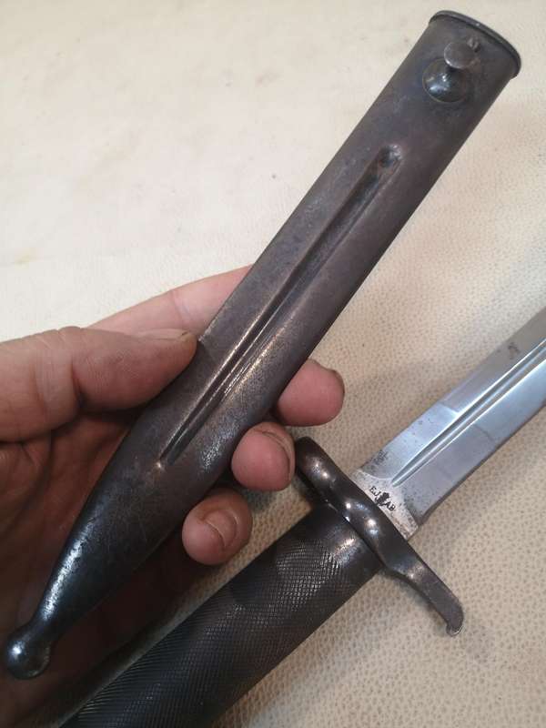 Vintage Swedish 1896 EJAB Crown Anchor Military Bayonet With Scabbard