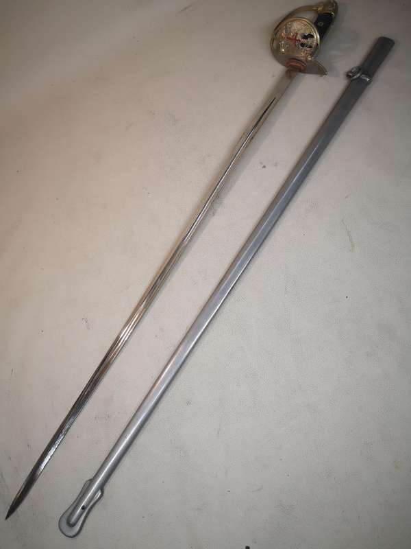 Spanish WWII era officers lionhead dress sword with scabbard by Toledo