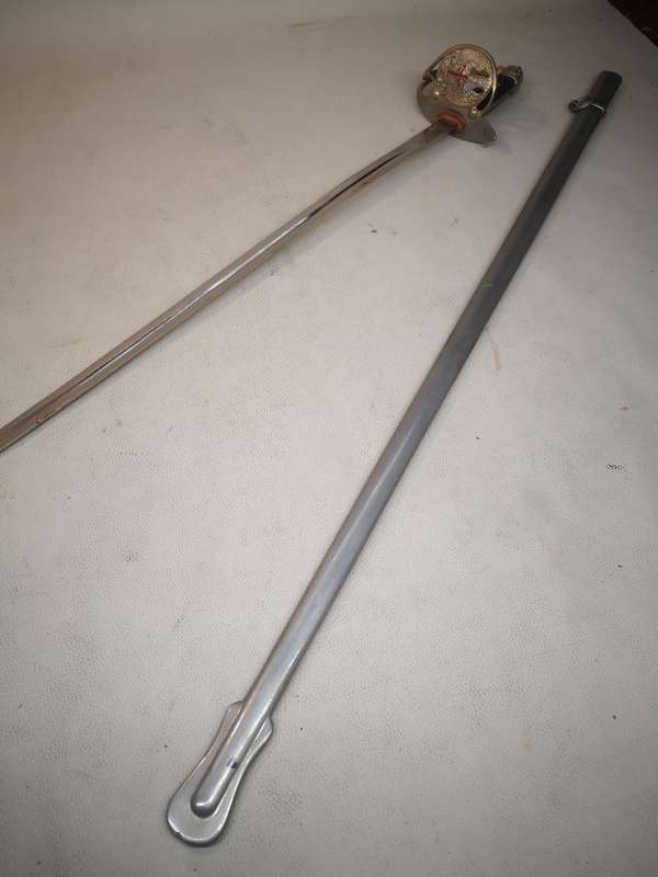 Spanish WWII era officers lionhead dress sword with scabbard by Toledo