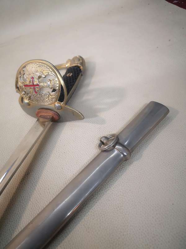 Spanish WWII era officers lionhead dress sword with scabbard by Toledo
