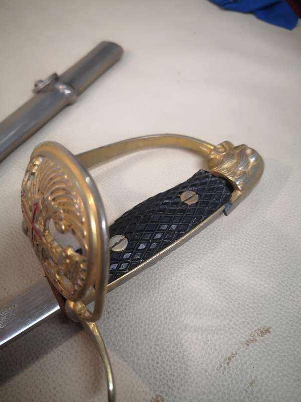 Spanish WWII era officers lionhead dress sword with scabbard by Toledo