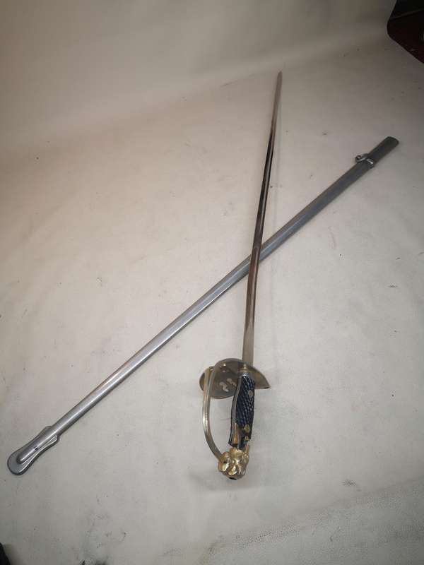 Spanish WWII era officers lionhead dress sword with scabbard by Toledo