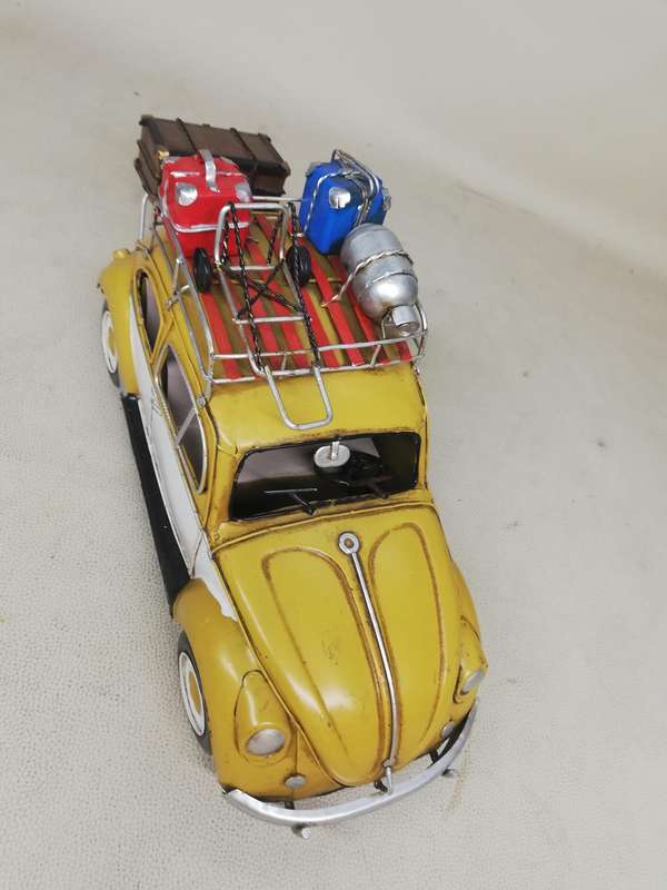 MAGNIFICENT 1934 YELLOW VINTAGE TIN BEETLE CLASSIC MODEL 1:12-SCALE