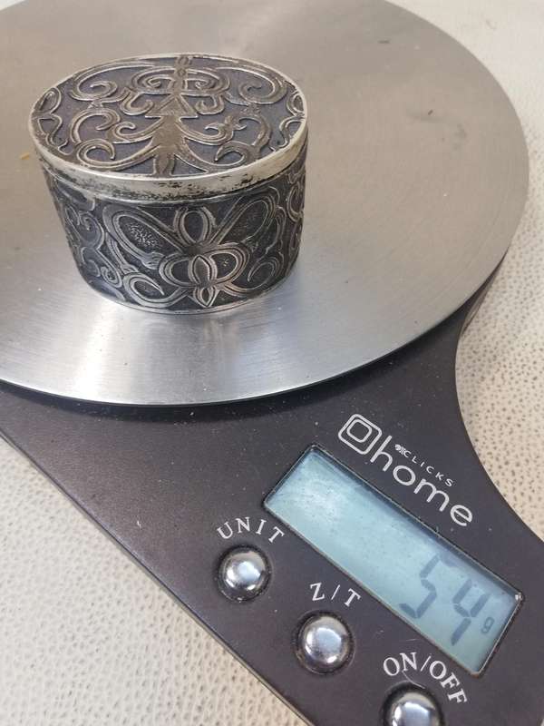 Stunning Antique Handcrafted 925 Silver Pill Box - Marked - 54g