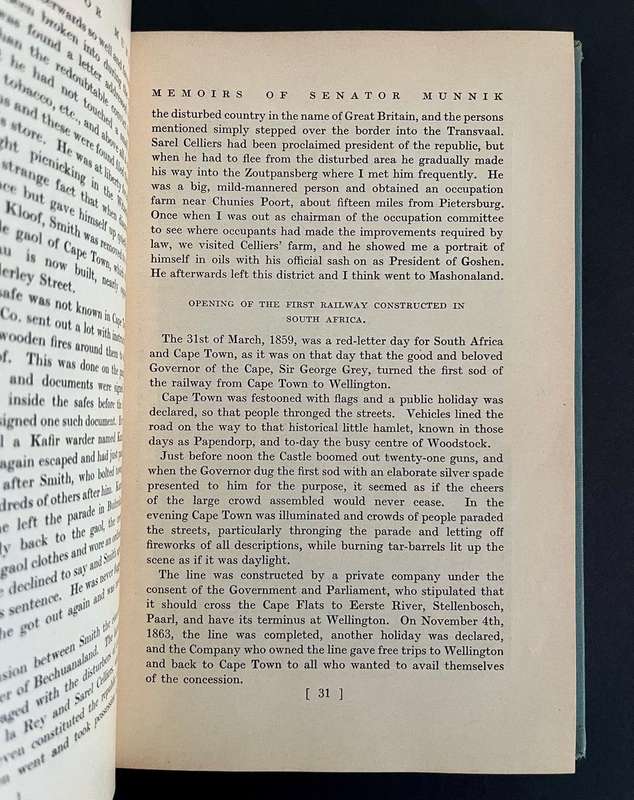 Memoirs of Senator The Hon. G. G. Munnik