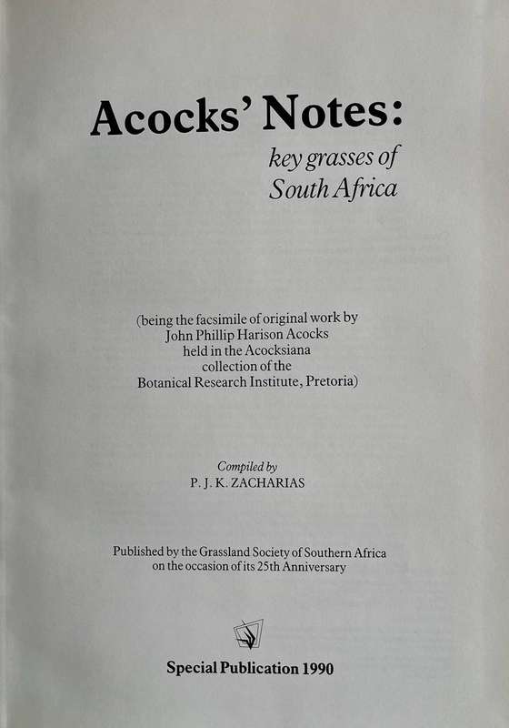 Acock's Notes: Key Grasses of South Africa