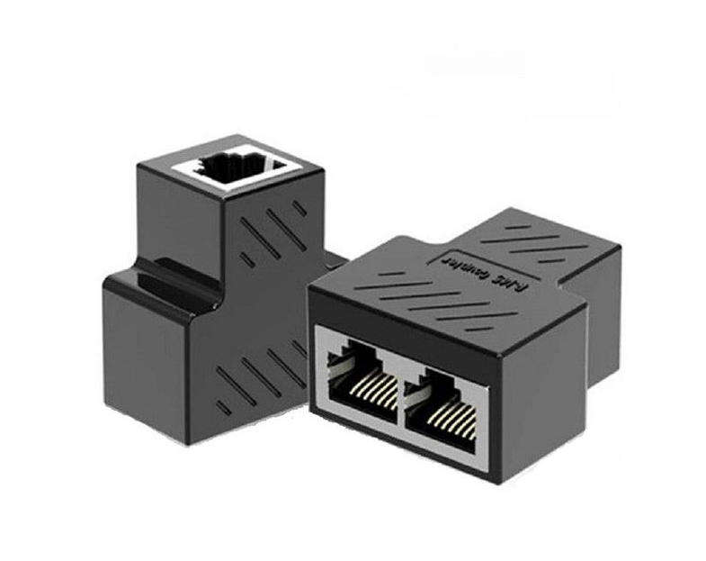 RJ45 Network Cable Splitter Adapter 1 Male to 2 Male - Pack of 2
