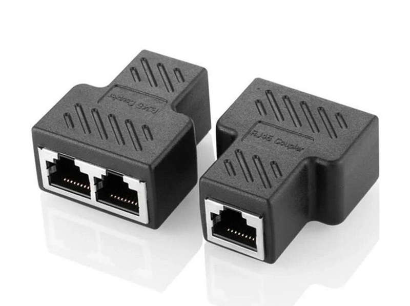 RJ45 Network Cable Splitter Adapter 1 Male to 2 Male - Pack of 2