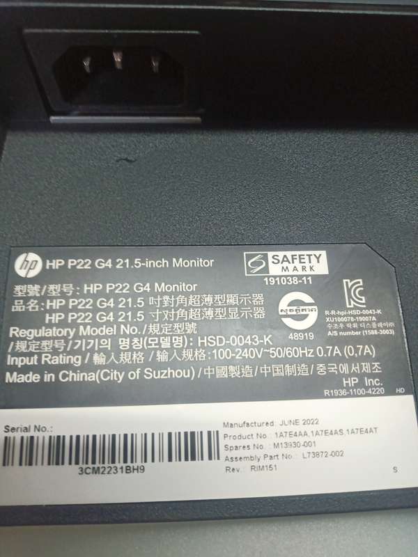 Monitor HP P22 G4  21.5 inch Led