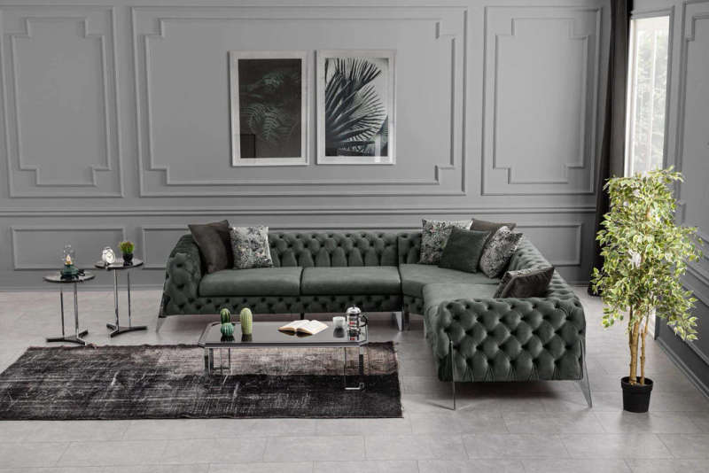Big Full buttoned Chesterfield Corner couch