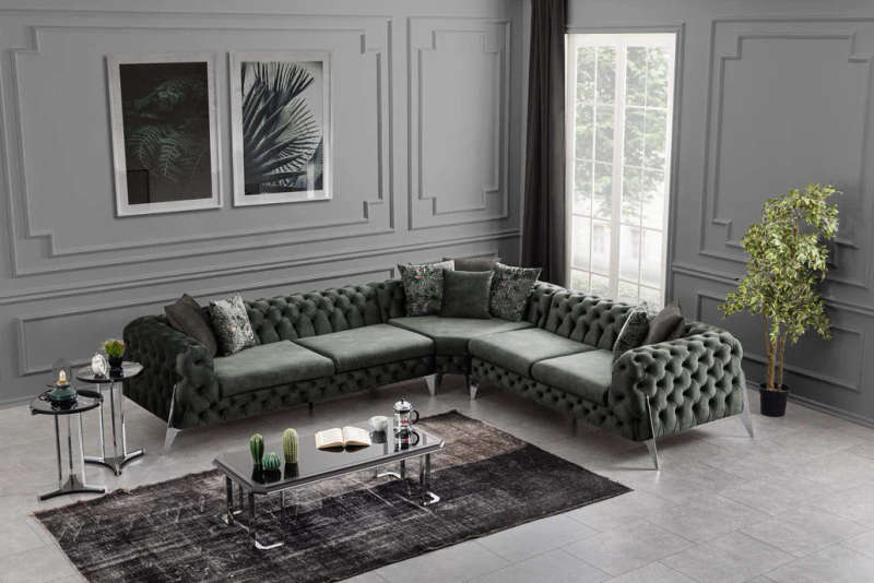 Big Full buttoned Chesterfield Corner couch