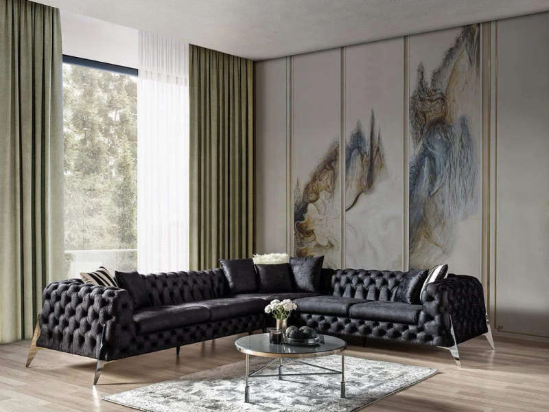 Big Full buttoned Chesterfield Corner couch