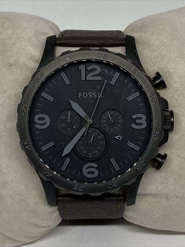 Fossil Nate JR1401 Men's Brown Leather Analog Dial Quartz Genuine Watch VK316