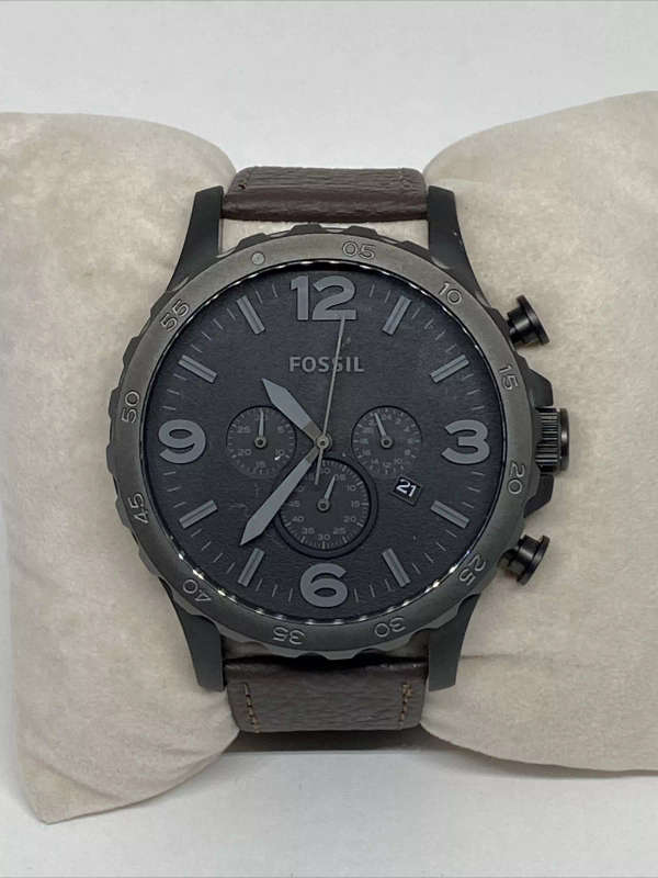 Fossil Nate JR1401 Men's Brown Leather Analog Dial Quartz Genuine Watch VK316