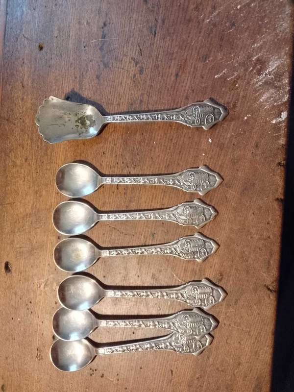 6x 1938 voortrekker 100 year celebration teaspoon + 1 Sugar spoon