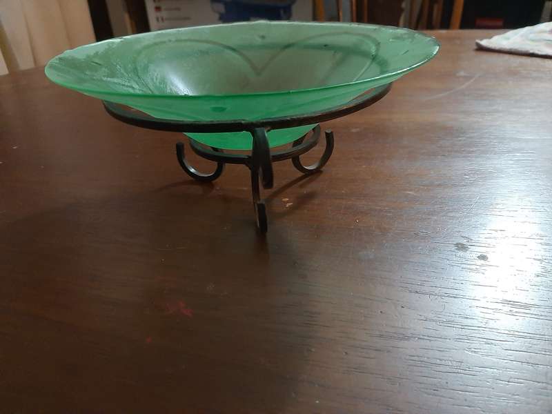 Stunning glass on metal frame, fruit bowl or display bowl