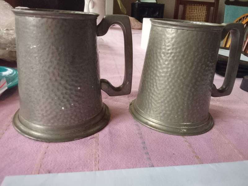 2 x pewter beer mugs