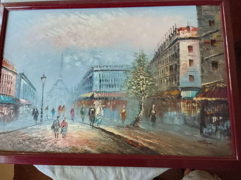 Oil on Board streets of Paris (D Perry)