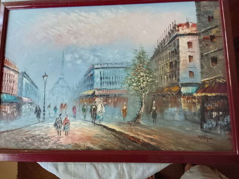 Oil on Board streets of Paris (D Perry)